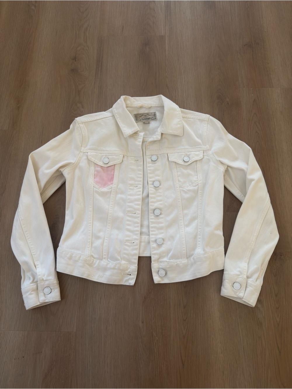 AllSaints White Denim Jacket with Dyed Pocket
